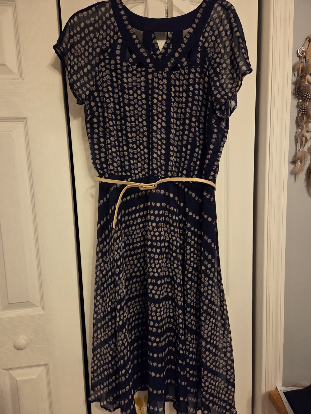 Women's Navy Blue & Beige Dress